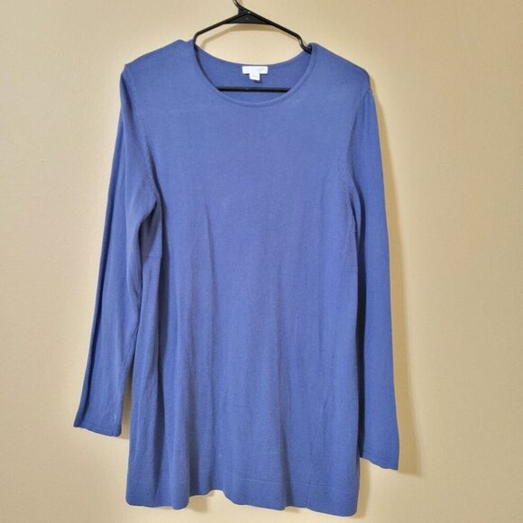 J. Jill Womens Long Sleeve Blue‎ Knit Tunic Top S Office Career Comfort - Picture 1 of 8